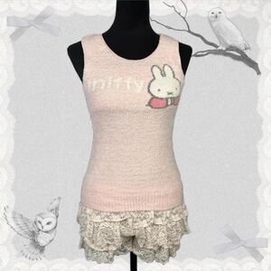 Miffy coquette NWT soft fuzzy baby pink tank top
